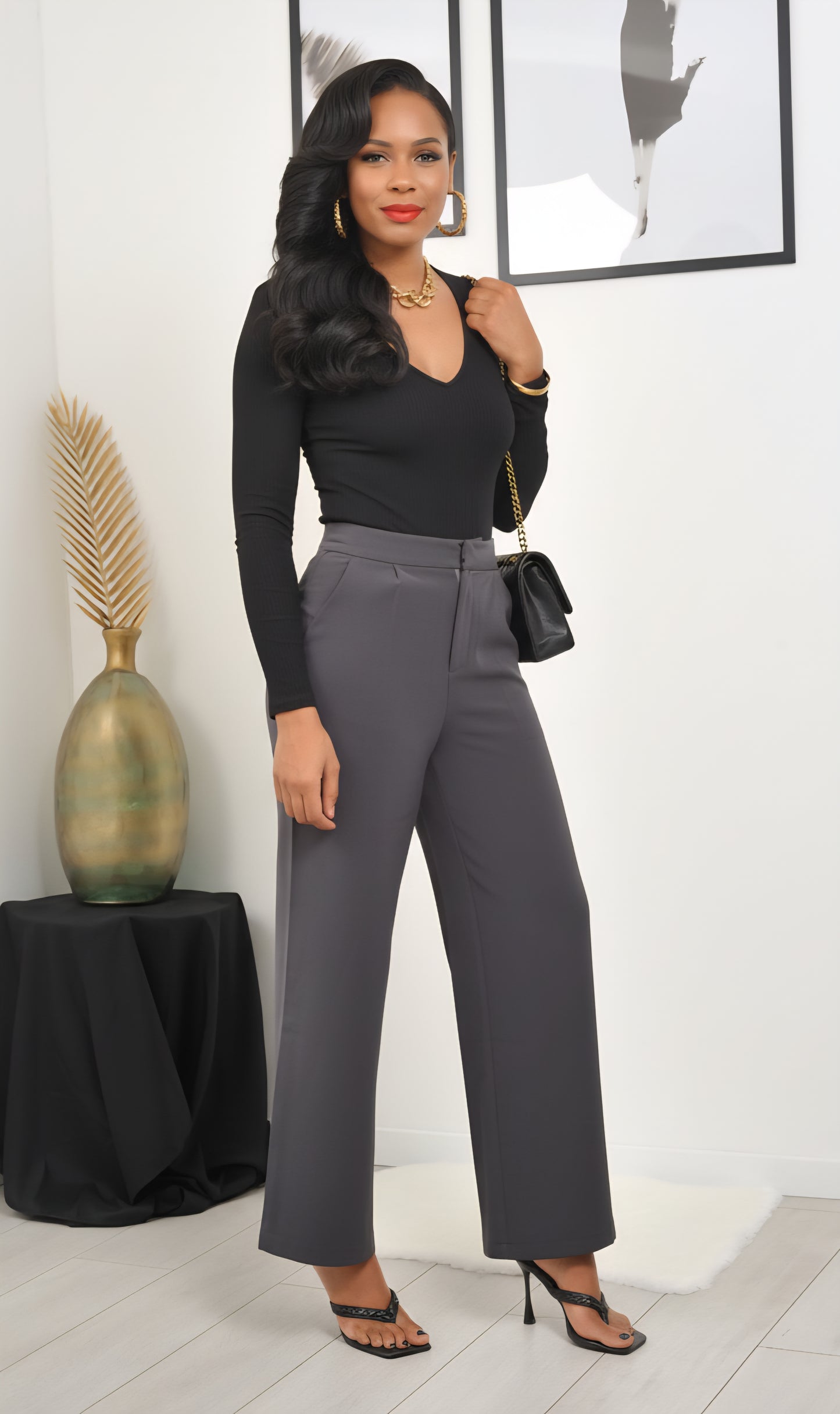 MIRIEL Body manches longues col V noir