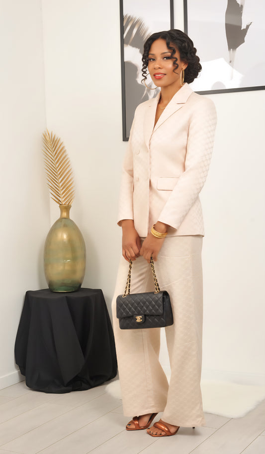 ROSELA Pantalon chic beige imprimé